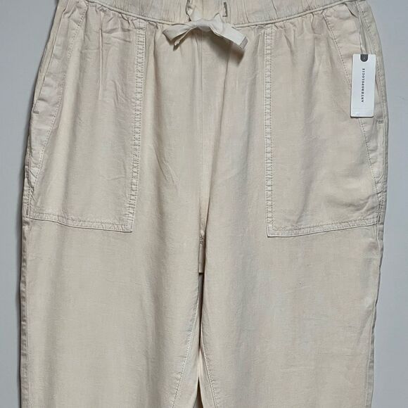 NWT Anthropologie Pilcro Drawstring High Waisted Linen Pants Cream Sz S - Picture 5 of 8